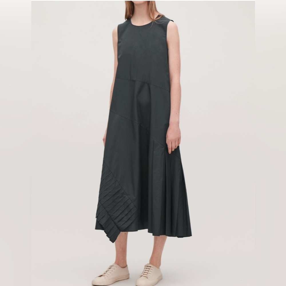 COS a-line maxi dress with pleated ruffle drape
